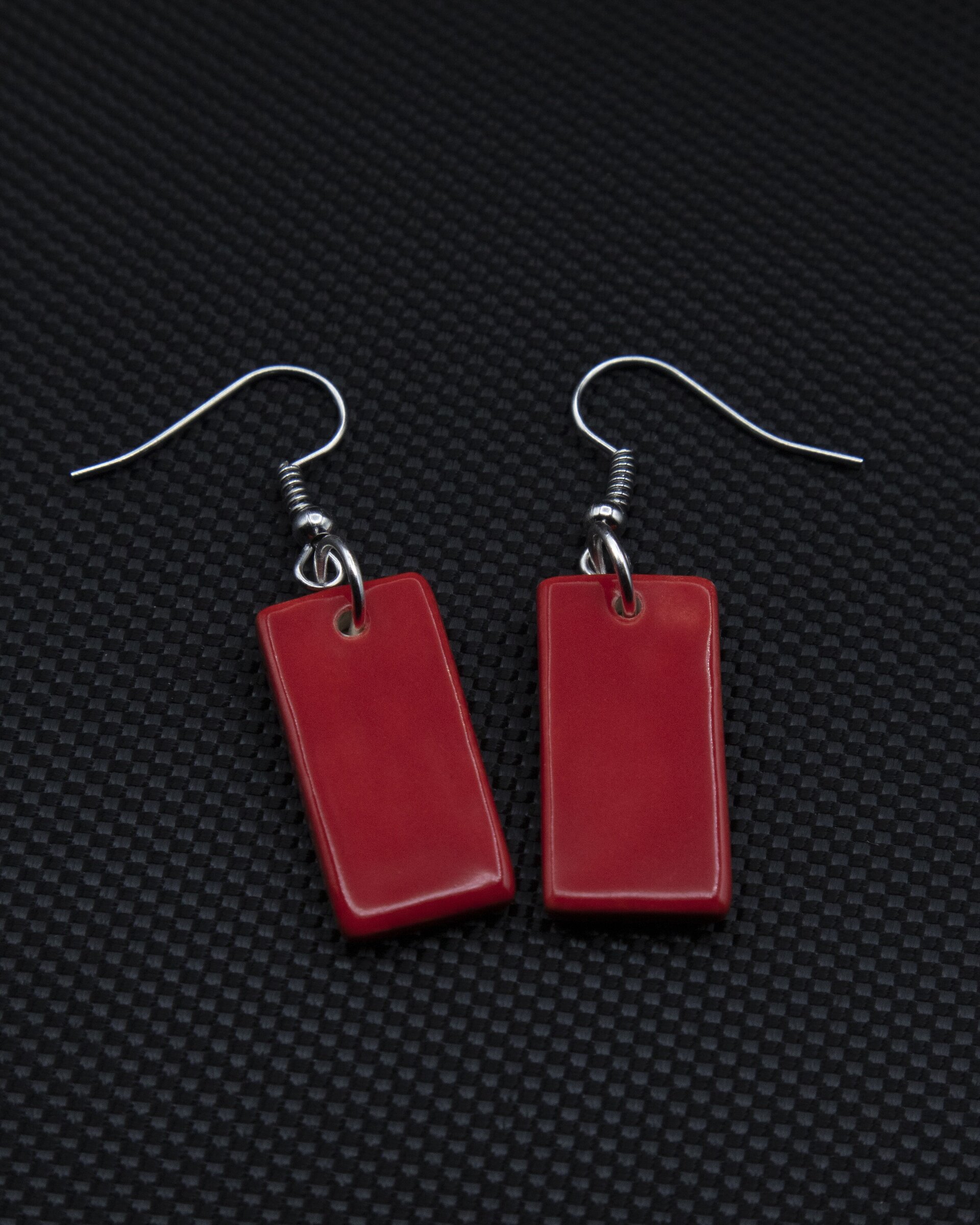 Pendientes rectangulares rojos - 3