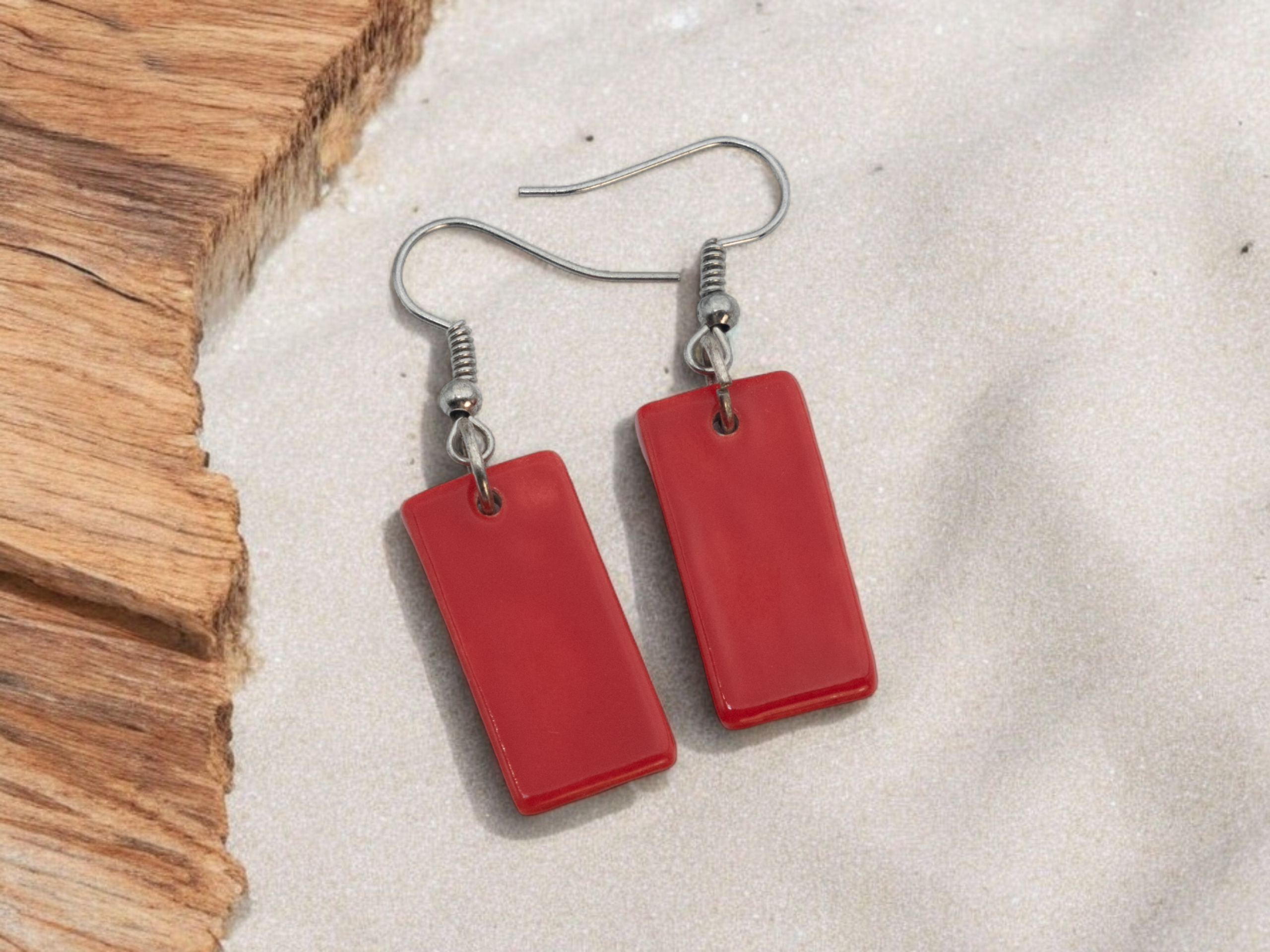 Pendientes rectangulares rojos - 2