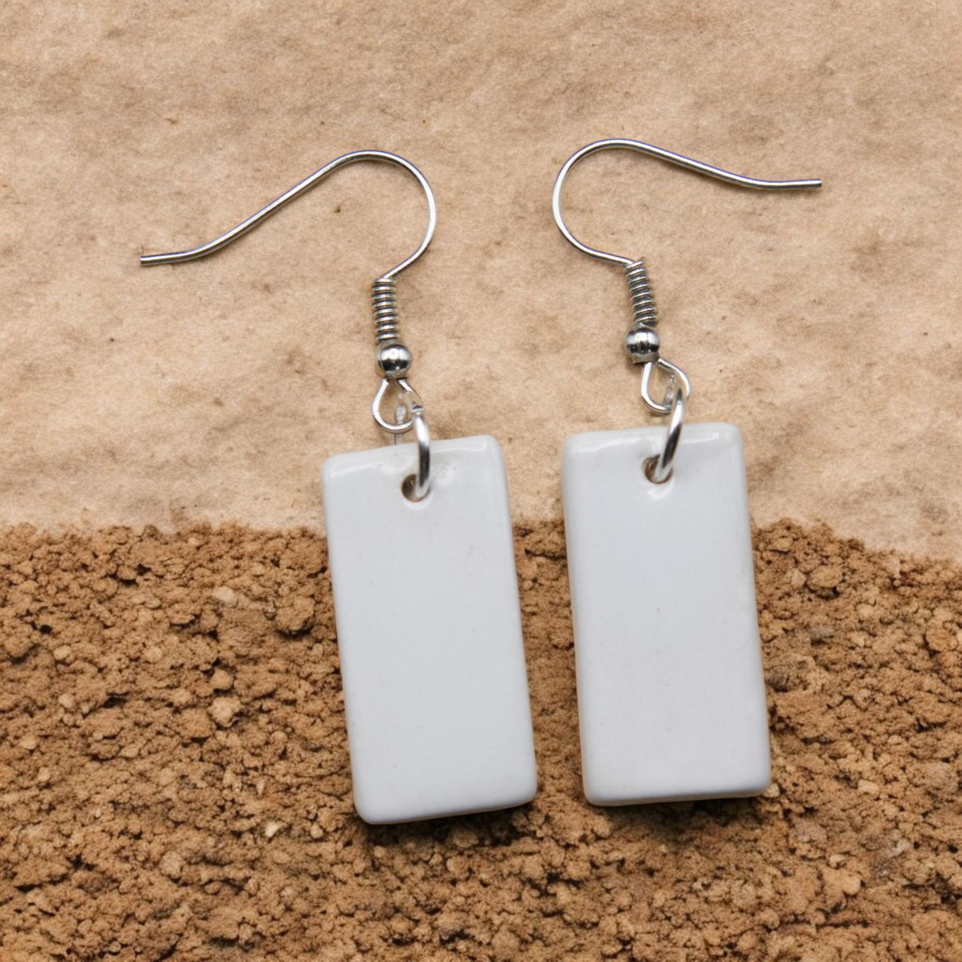 Pendientes rectangulares blancos - 2