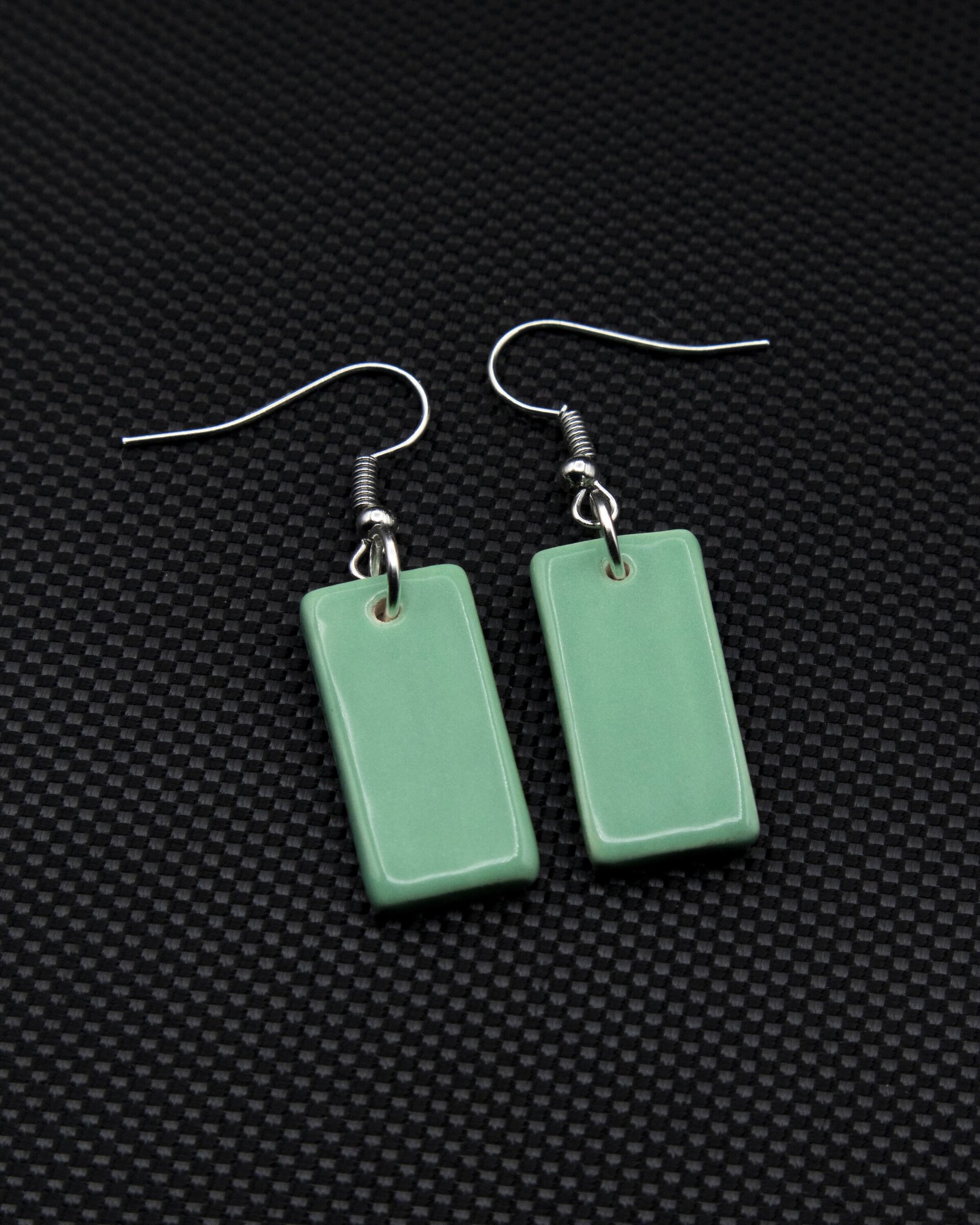 Pendientes rectangulares verde menta - 2